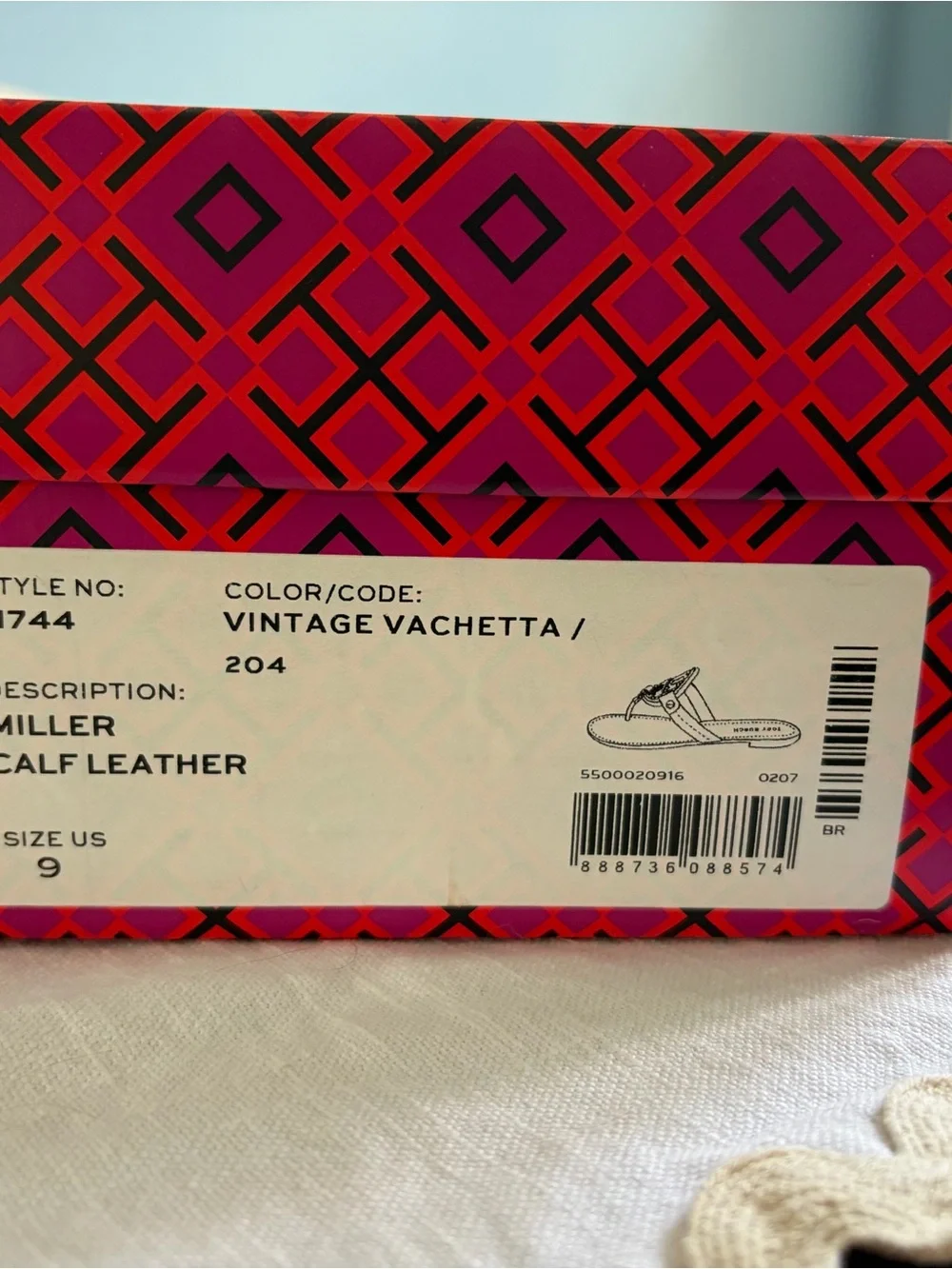 Tory Burch Miller Sandal Box — Vintage Vachetta (Cream/Tan)